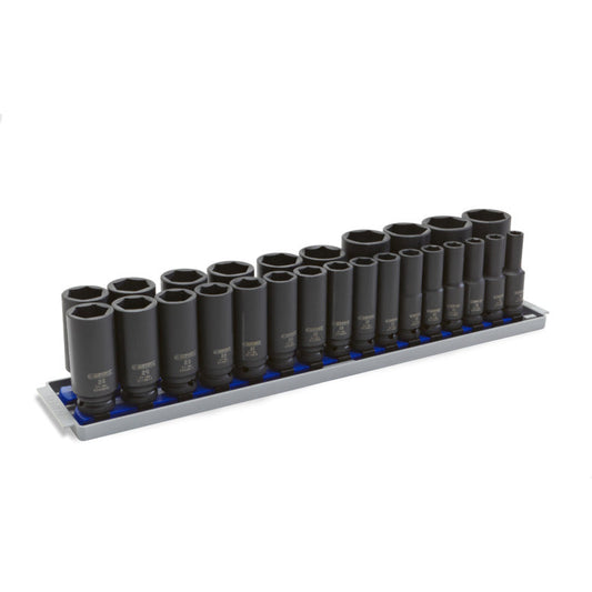 26-PC. 1/2" Drive Metric Deep Impact Socket Set - 6-PT.