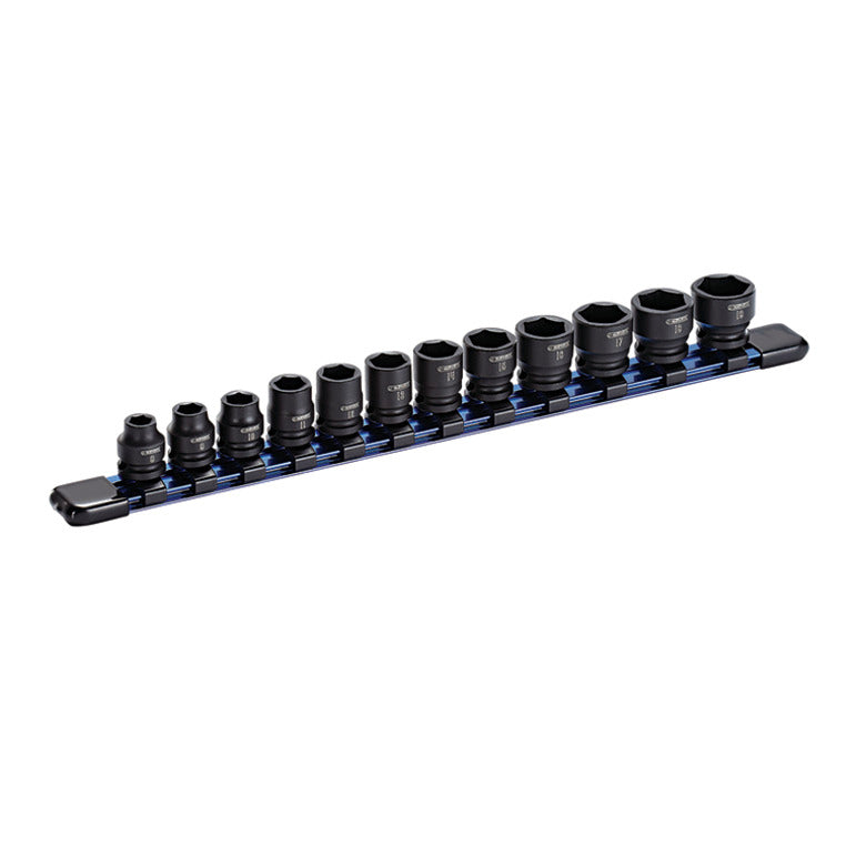 12-PC. 3/8" Drive Metric Stubby Impact Socket Set - 6-PT.
