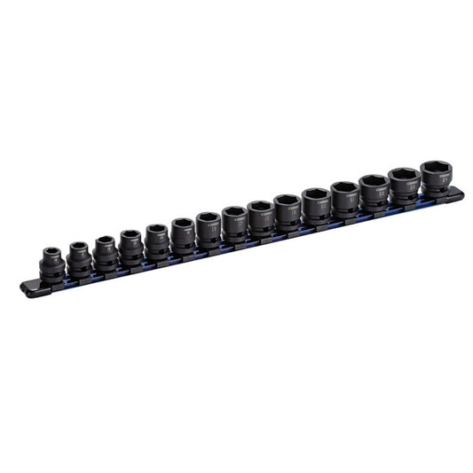 15-PC. 1/2" Drive Metric Stubby Impact Socket Set - 6-PT.