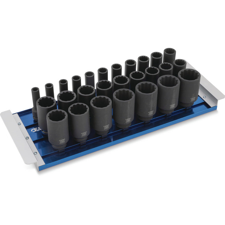 26-PC. 1/2" Drive Metric Deep Impact Sockets - 12-PT.