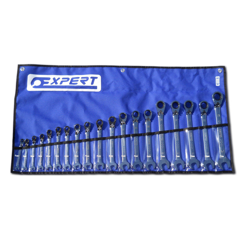 19-PC. Metric Reversible Ratcheting Combination Wrench Set - 12-PT.