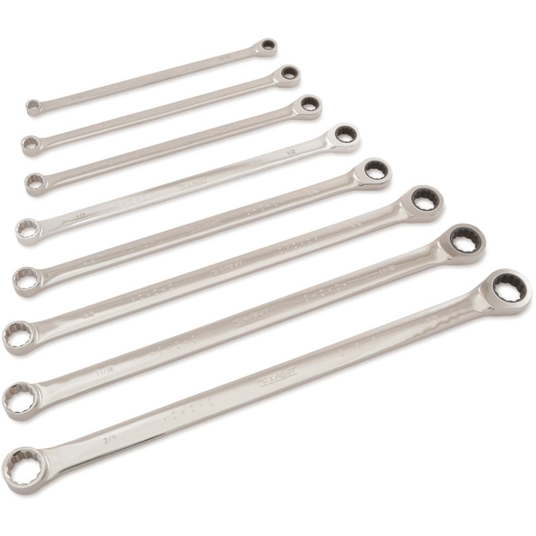 8-PC. SAE Extra Long Ratcheting Wrench Set - 12-PT.