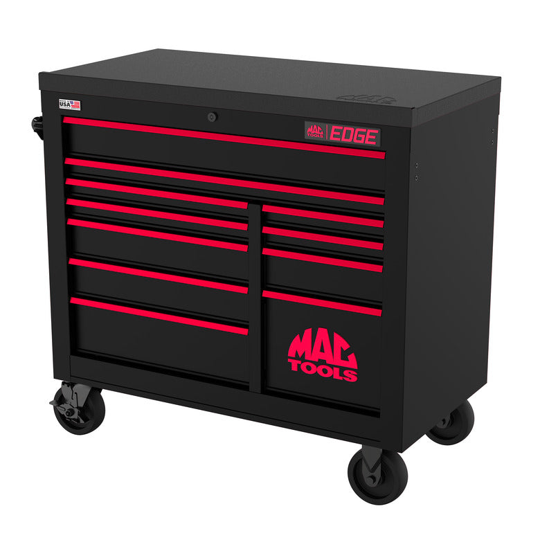 Edge™ 11-Drawer Workstation - Flat Black/Red Trim
