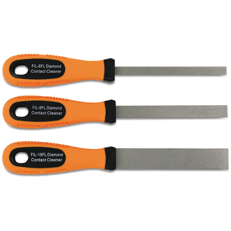 3-PC. Diamond-Coated Flexible Flat Point and Electrical Contact Cleaner Files