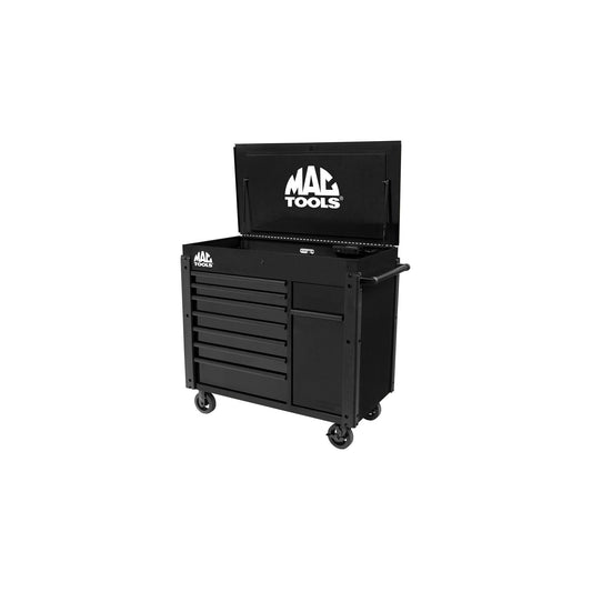 7-Drawer Drop-Top Cart with 49” Vertical Power Drawer - Black