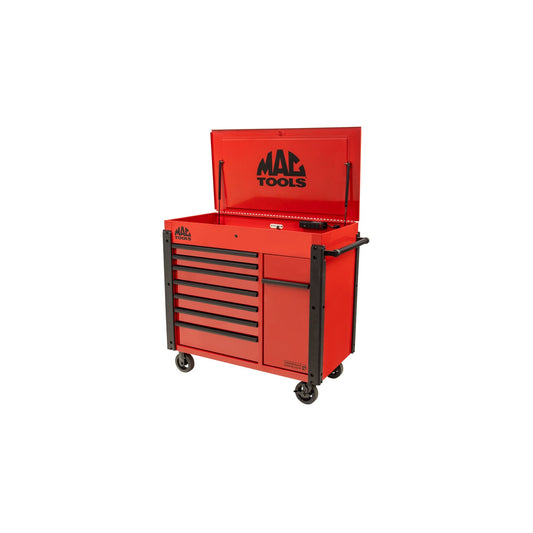7-Drawer Drop-Top Cart with 49” Vertical Power Drawer - Red