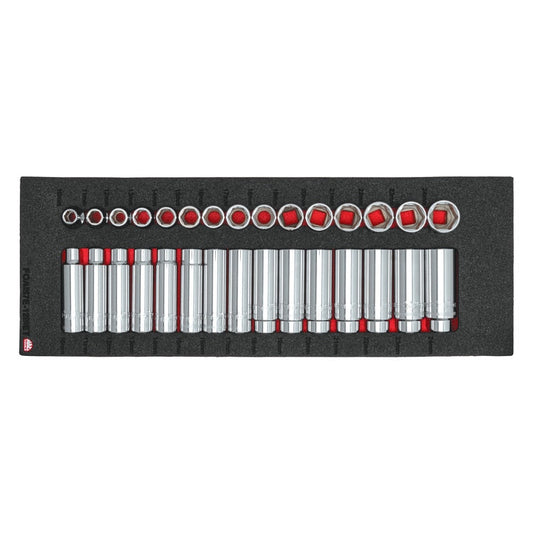 30-PC. 1/2" Drive Metric Socket Foam Set