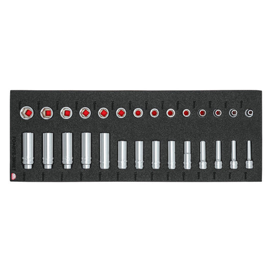 28-PC. 3/8" Drive Metric Socket Foam Set