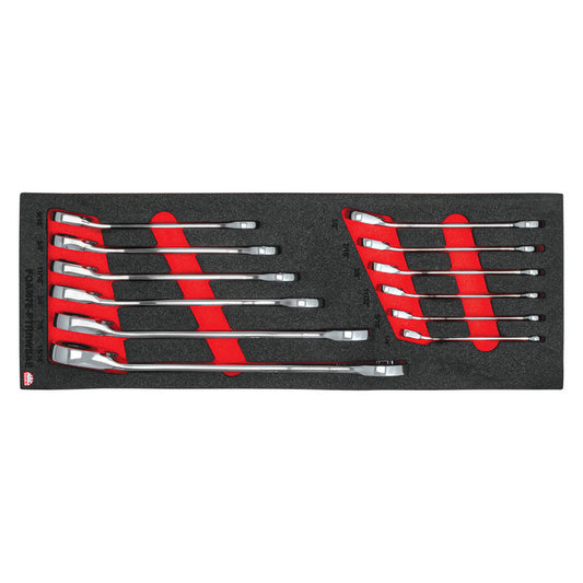 12-PC. SAE Reversible Ratcheting Wrench Foam Set