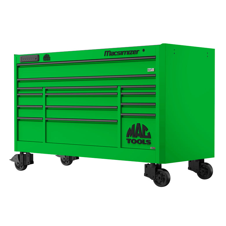 Macsimizer® Series 14-Drawer Workstation with PowerTech™ Drawer - Lime Green