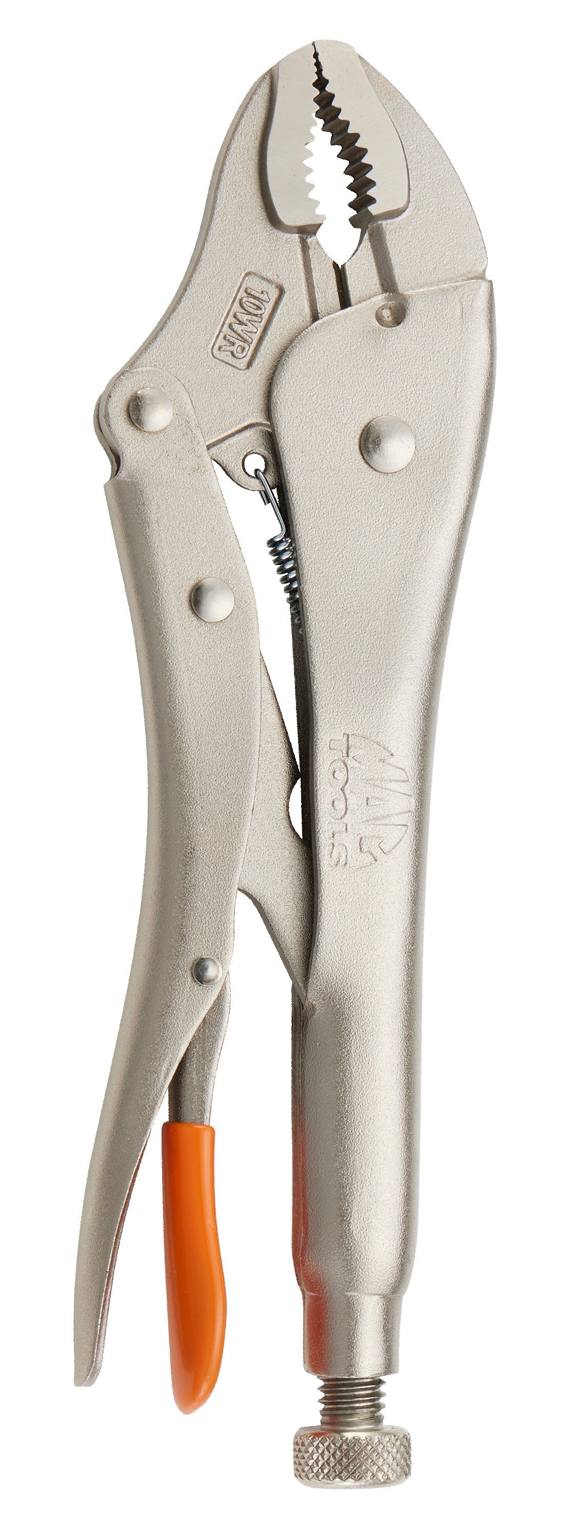 10" Curved Jaw Trigger Release Locking Pliers with Wire Cutter - Orange