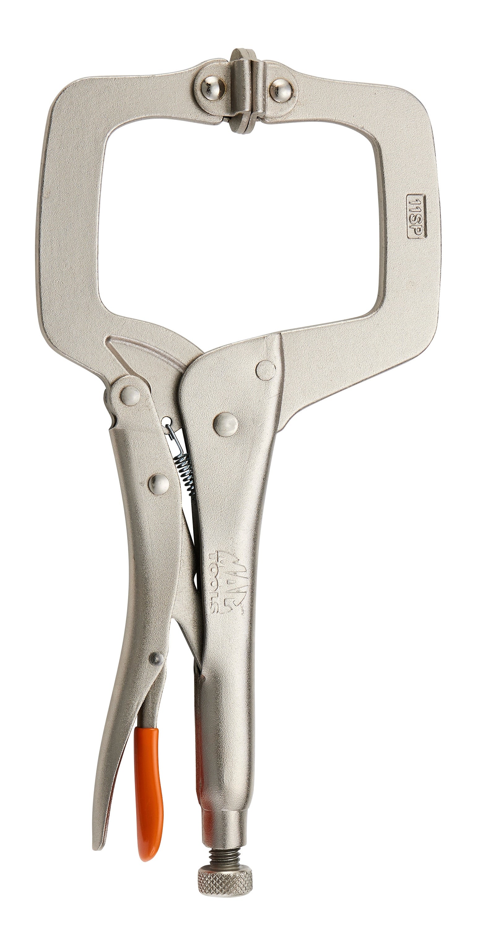 11" C-Clamp Trigger Release Locking Pliers with Swivel Pads  - Orange