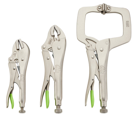 3-PC. Trigger Release Locking Pliers Set (7-11") - Green