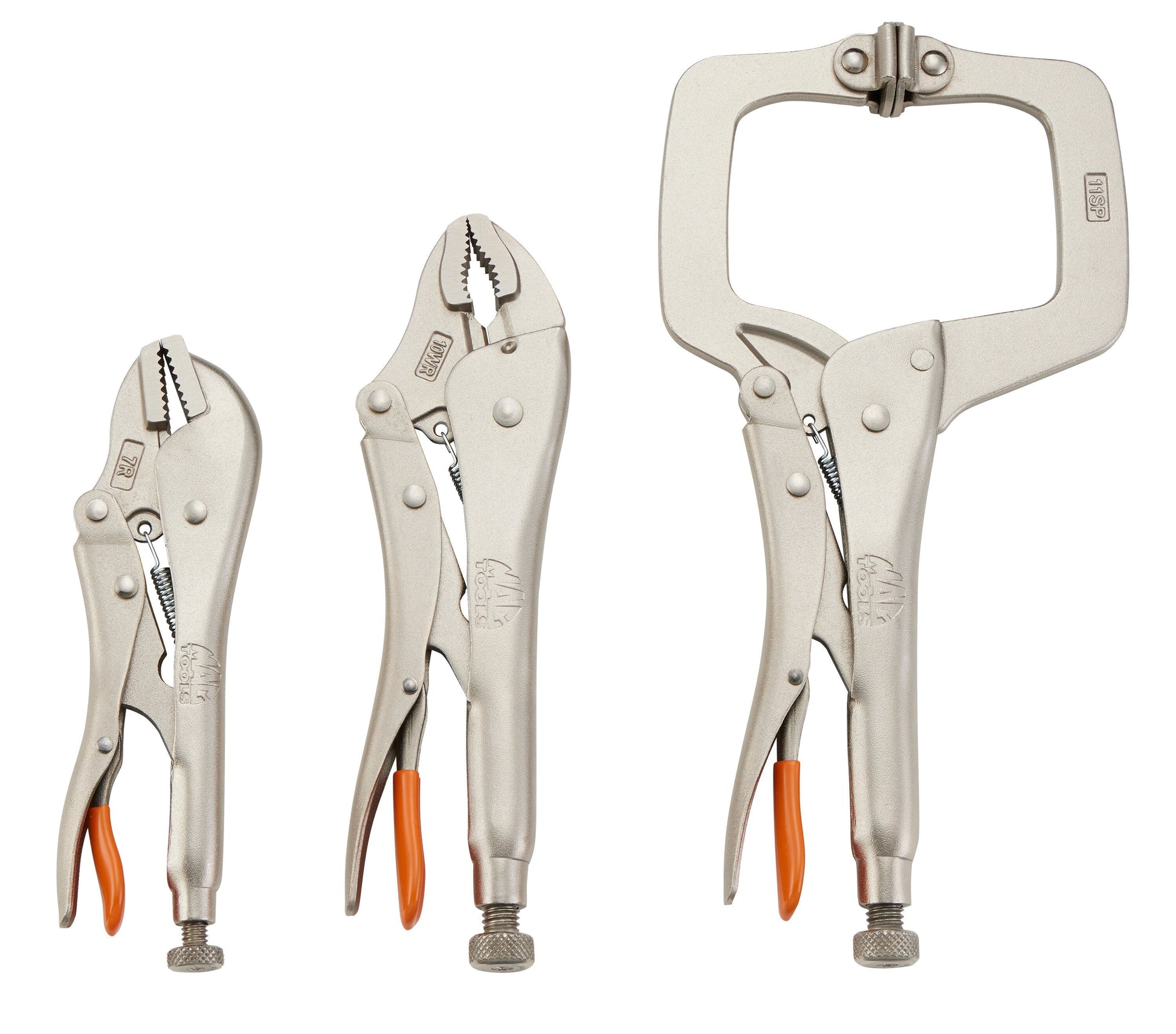 3-PC. Trigger Release Locking Pliers Set (7-11") - Orange