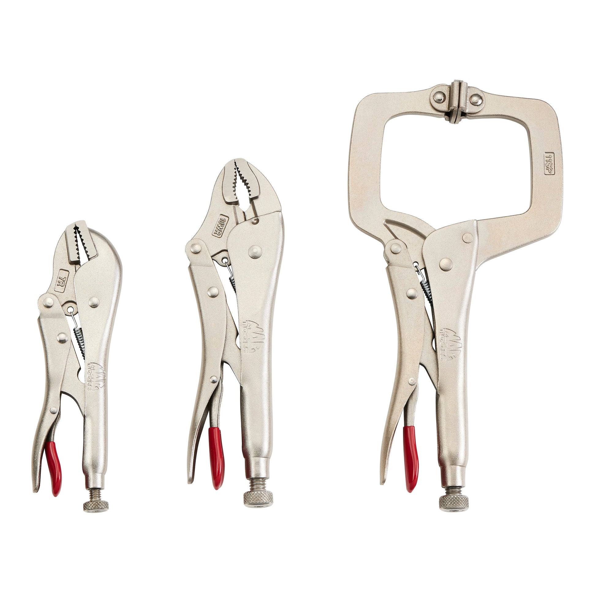 3-PC. Trigger Release Locking Pliers Set (7-11") - Red