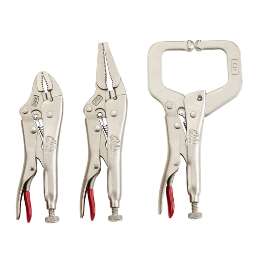 3-PC. Trigger Release Locking Pliers Set (5-6") - Red