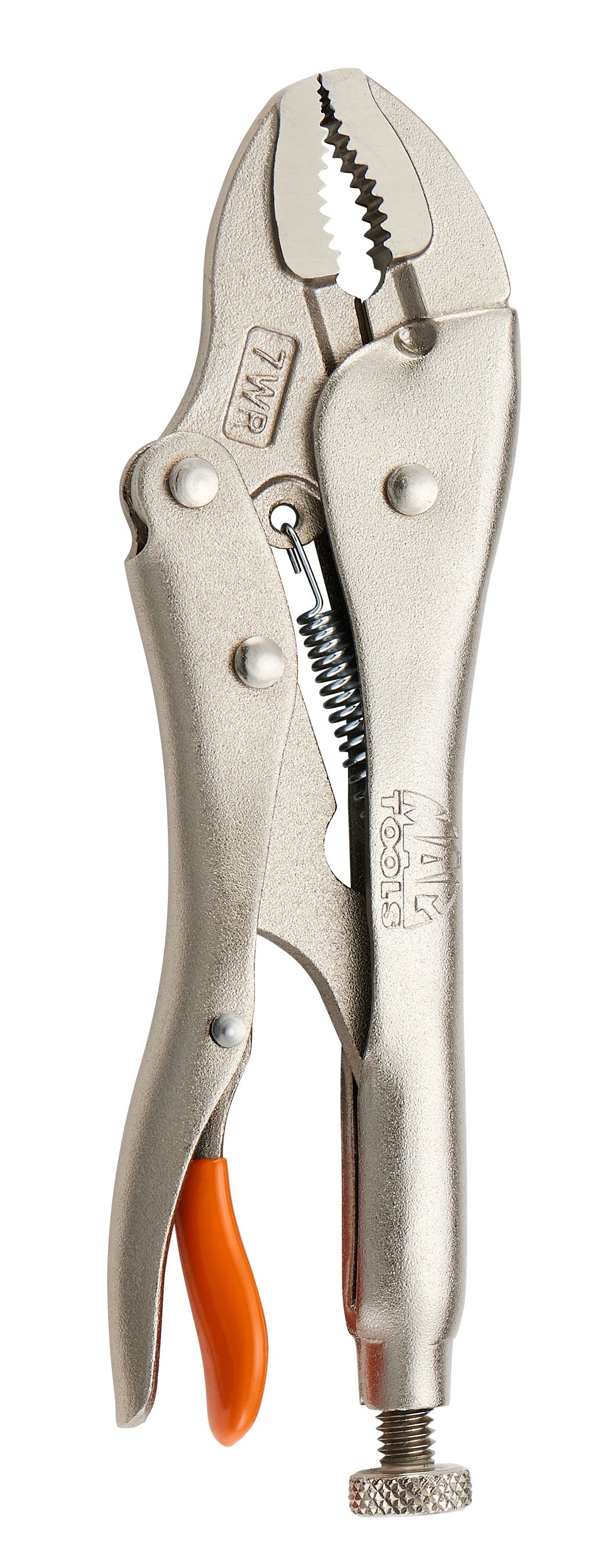 7" Curved Jaw Trigger Release Locking Pliers with Wire Cutter - Orange