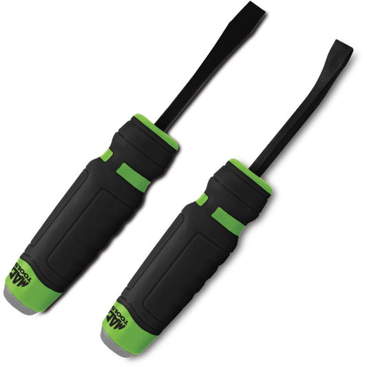 2-PC. Straight/Curved Pry Bar Set - Green