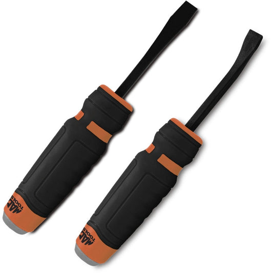 2-PC. Straight/Curved Capped Pry Bar Set - Orange