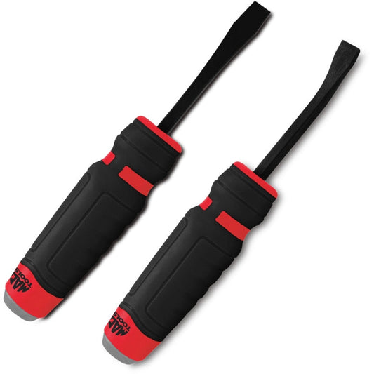 2-PC. Straight/Curved Pry Bar Set - Red