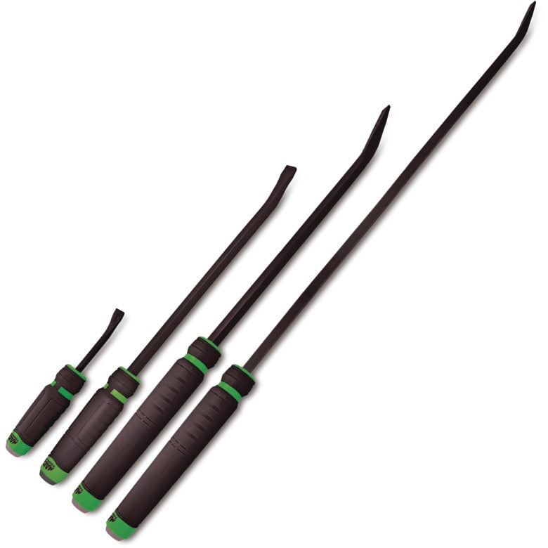 4-PC. Capped Comfort-Handle Curved-Head Pry Bar Set – Hi-Vis Green