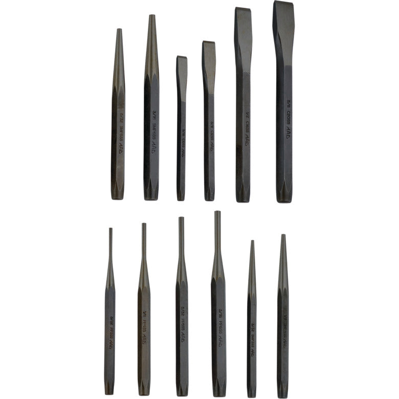 12-PC. Punch and Chisel Set with Gauge