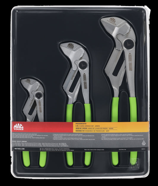 3pc Pliers Wrench Set - Green