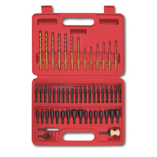 52-PC. 1/4" Hex Quick-Disconnect Titanium-Nitride Coated Drill Bit and Driver Set