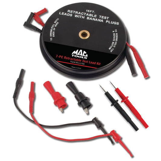 7-PC. Retractable Test Lead and Clip Set 15'