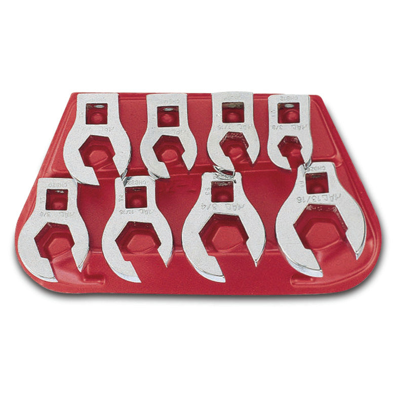 8-PC. 3/8" Drive SAE Flare Nut Crowfoot Wrench Set