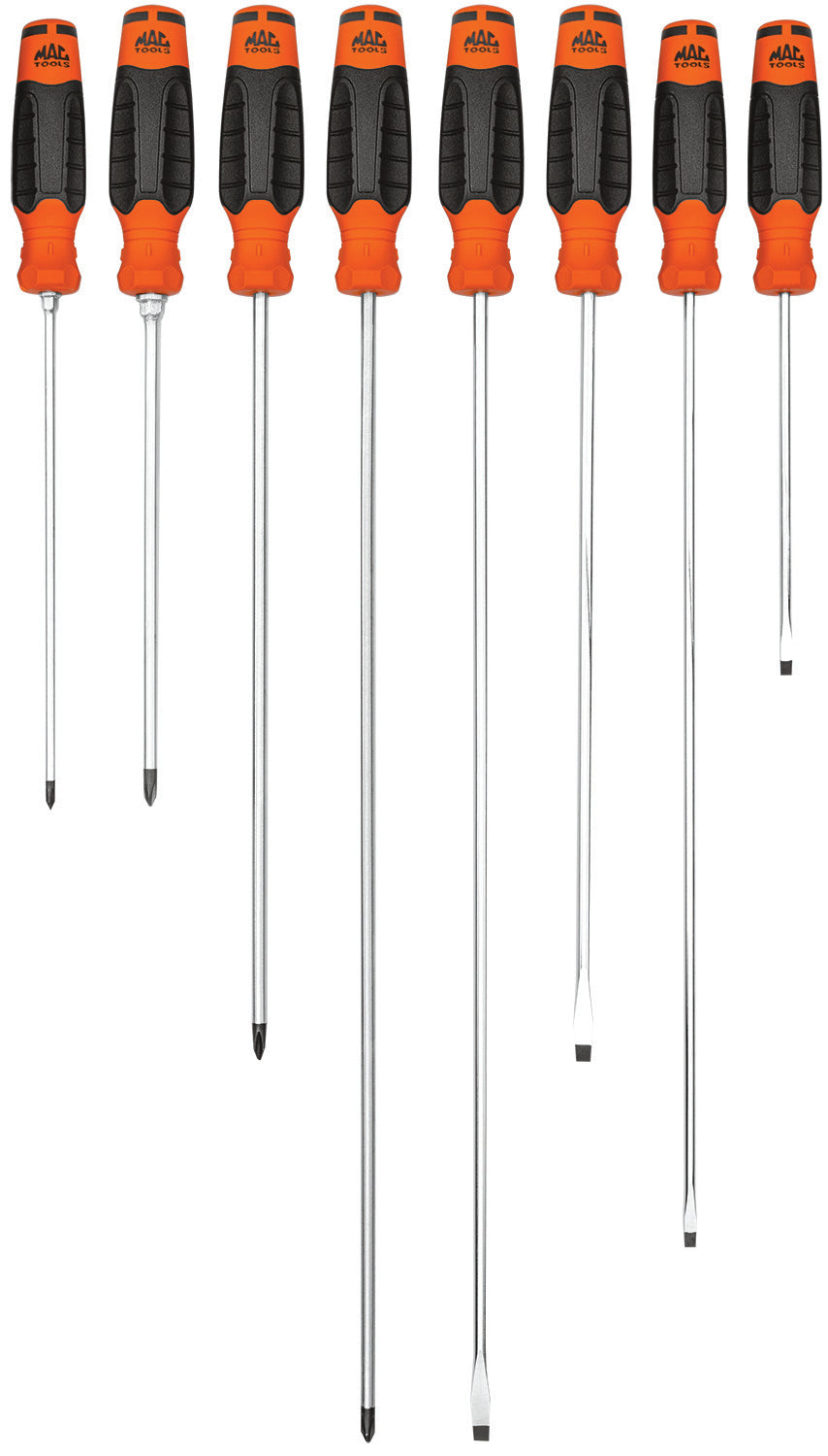 8-PC. Mac-Grip™ Long Combination Screwdriver Set - Orange