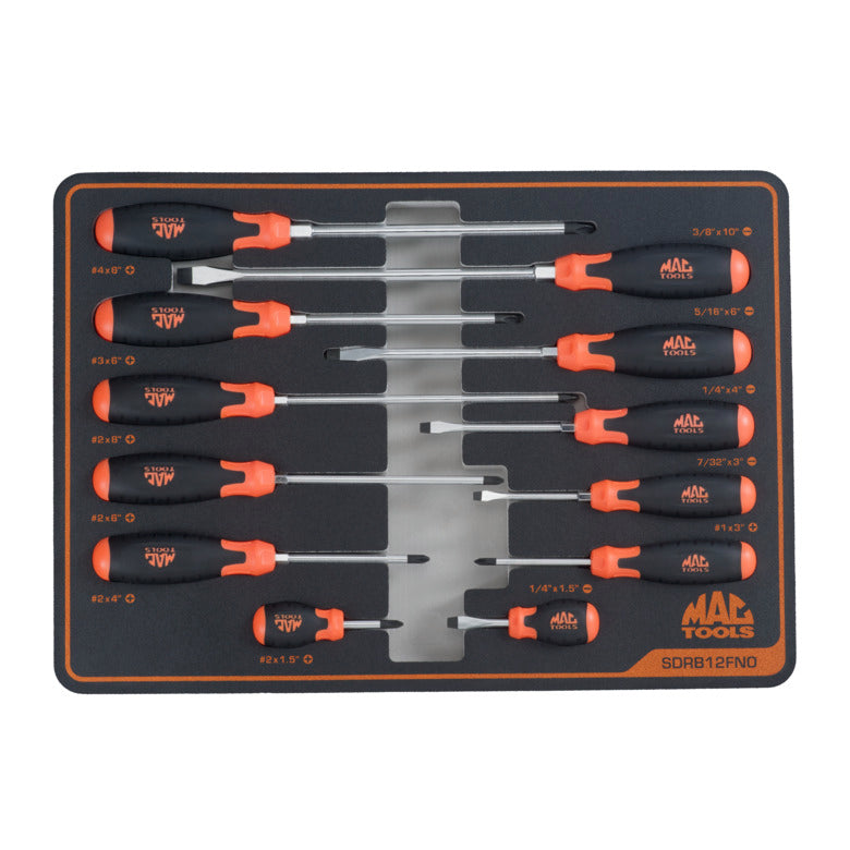 12-PC. Screwdriver Set in Foam – Orange
