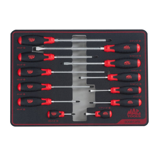 12-PC. Screwdriver Set in Foam – Red