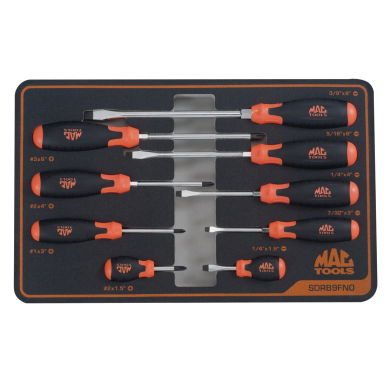9-PC. Screwdriver Set in Foam - Orange