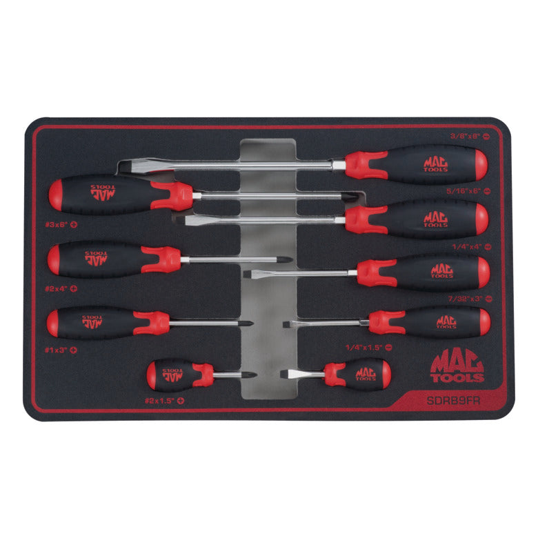 9-PC. Screwdriver Set in Foam - Red