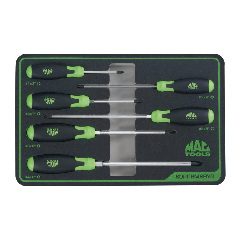 6-PC. Screwdriver Set in Foam - Green