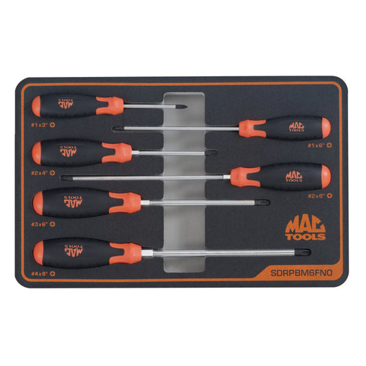 6-PC. Screwdriver Set in Foam - Orange