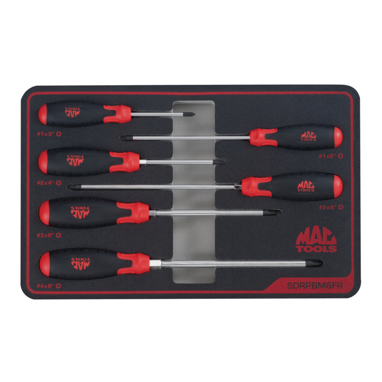 6-PC. Screwdriver Set in Foam - Red