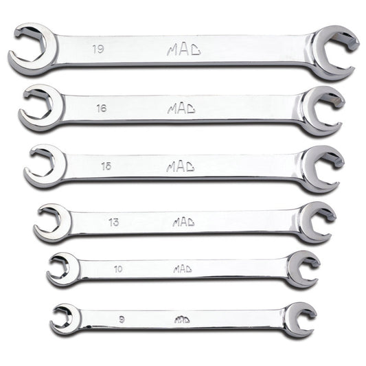6-PC. Metric Double-End Flare Nut Wrench Set - 6-PT.