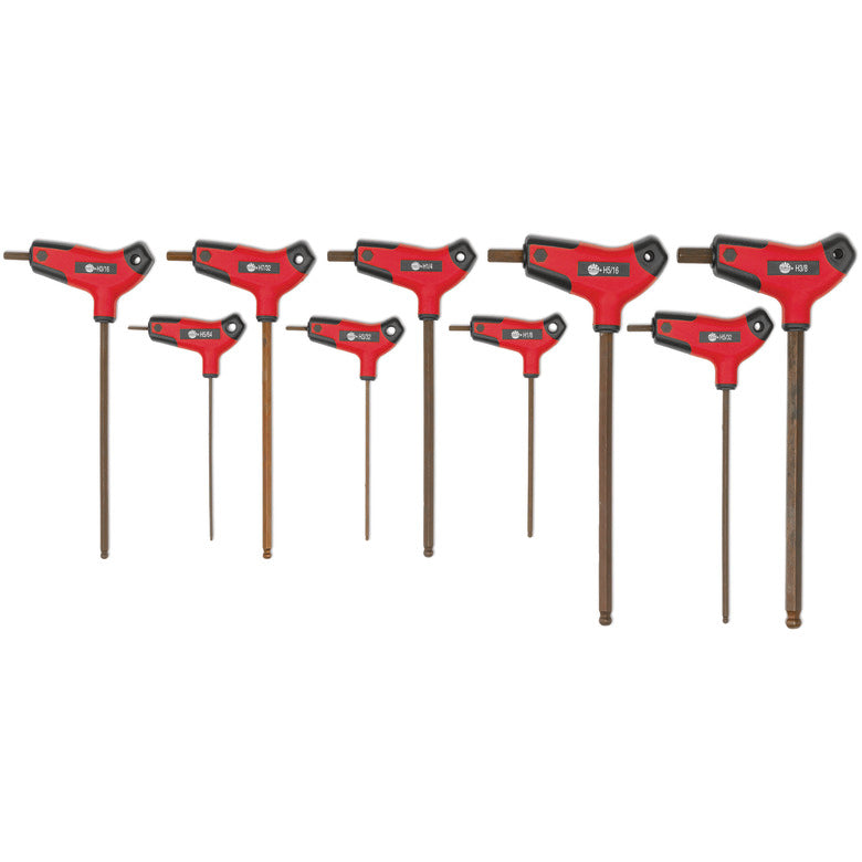 9-PC. SAE Bi-Material T-Handle Ball-End Hex Key Set