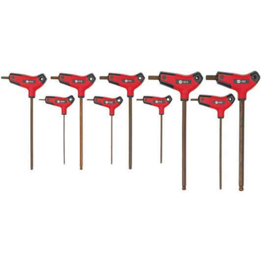 9-PC. SAE Bi-Material T-Handle Ball-End Hex Key Set