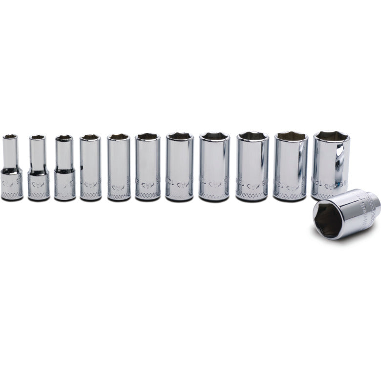 12-PC. 1/4" Drive Metric Intermediate Socket Set - 6-PT.
