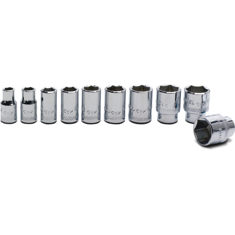 10-PC. 1/4" Drive Metric Socket Set - 6-PT.