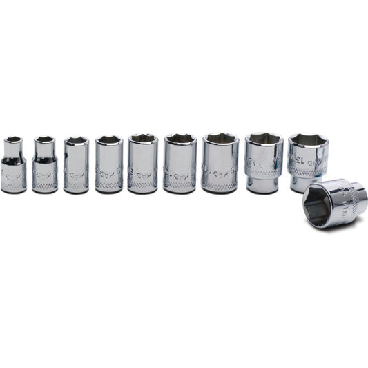 10-PC. 1/4" Drive Metric Socket Set - 6-PT.