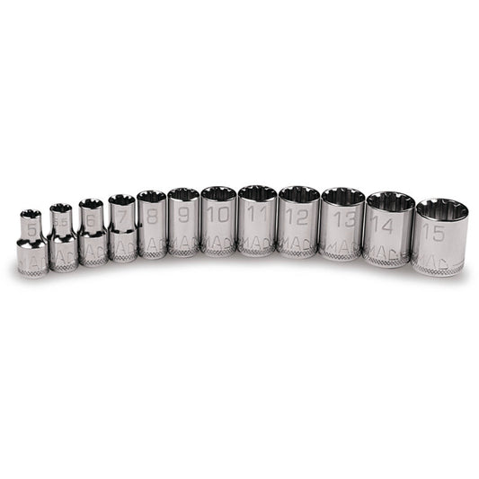 12-PC. 1/4" Drive Metric Spline Socket Set