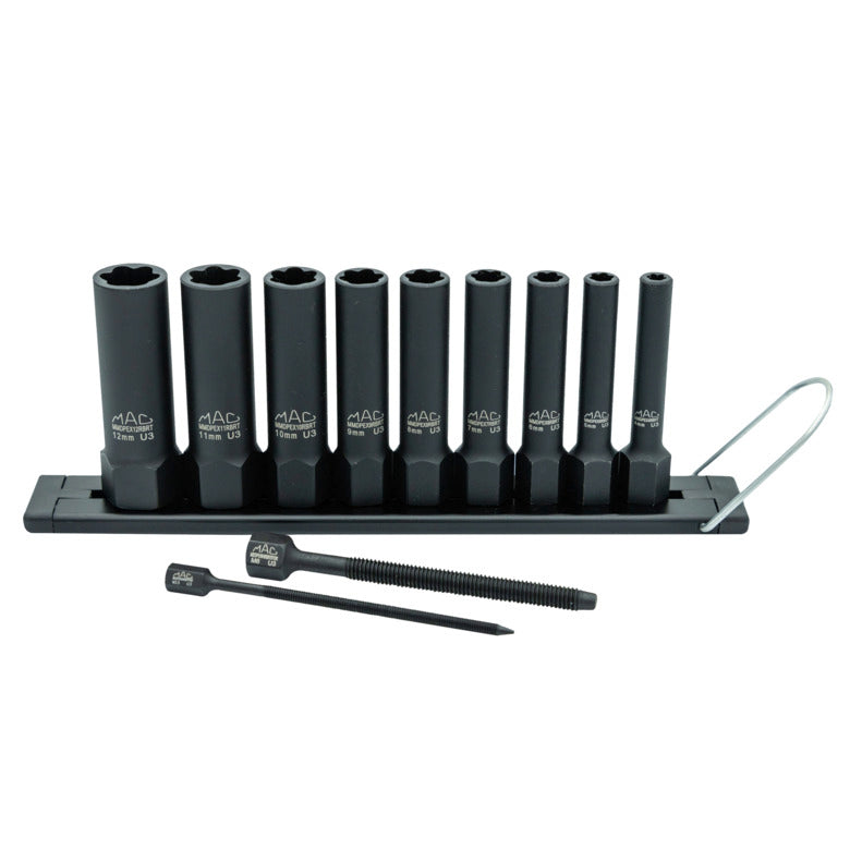 9-PC. 1/4" Drive R.B.R.T™ Metric Impact Foreign Object Removal (FOR) Deep Extractor Socket Set