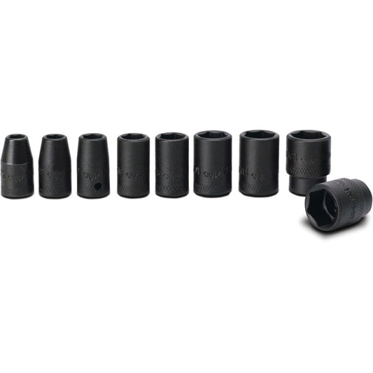 9-PC. 1/4" Drive Metric Impact Socket Set - 6-PT.