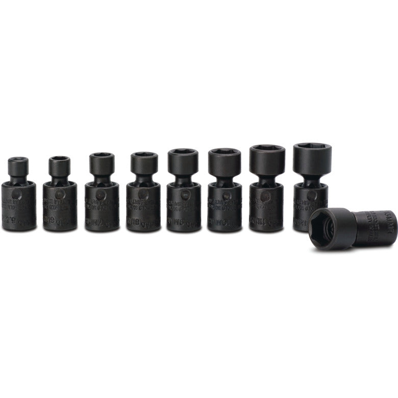 9-PC. 1/4" Drive Metric Universal Impact Socket Set - 6-PT.
