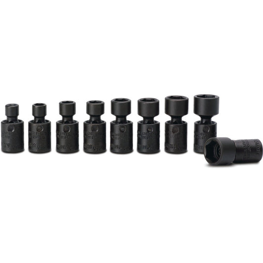 9-PC. 1/4" Drive Metric Universal Impact Socket Set - 6-PT.