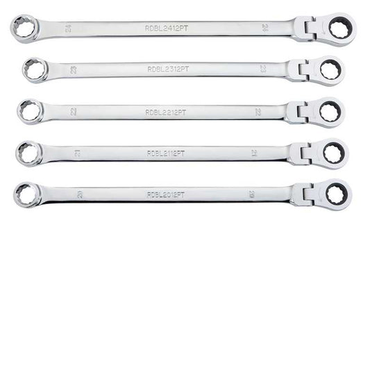 5-PC. Metric XL Flex Head Ratcheting Wrench Set – 12 pt.